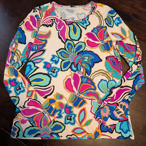 Trina Turk Mandalay Long Sleeve Swim Top, Multicolor, Women's XL - Picture 1 of 6